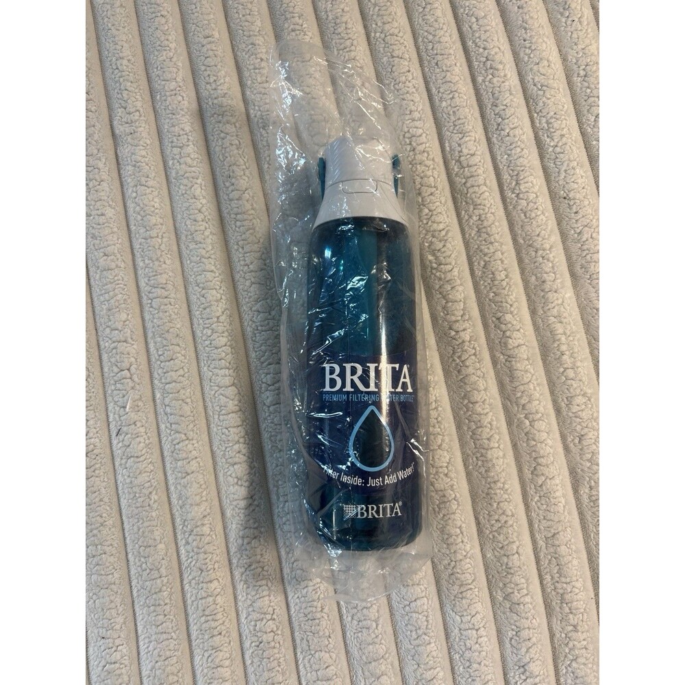 NWT BRITA 26oz Filtering Water Bottle Blue White Cap